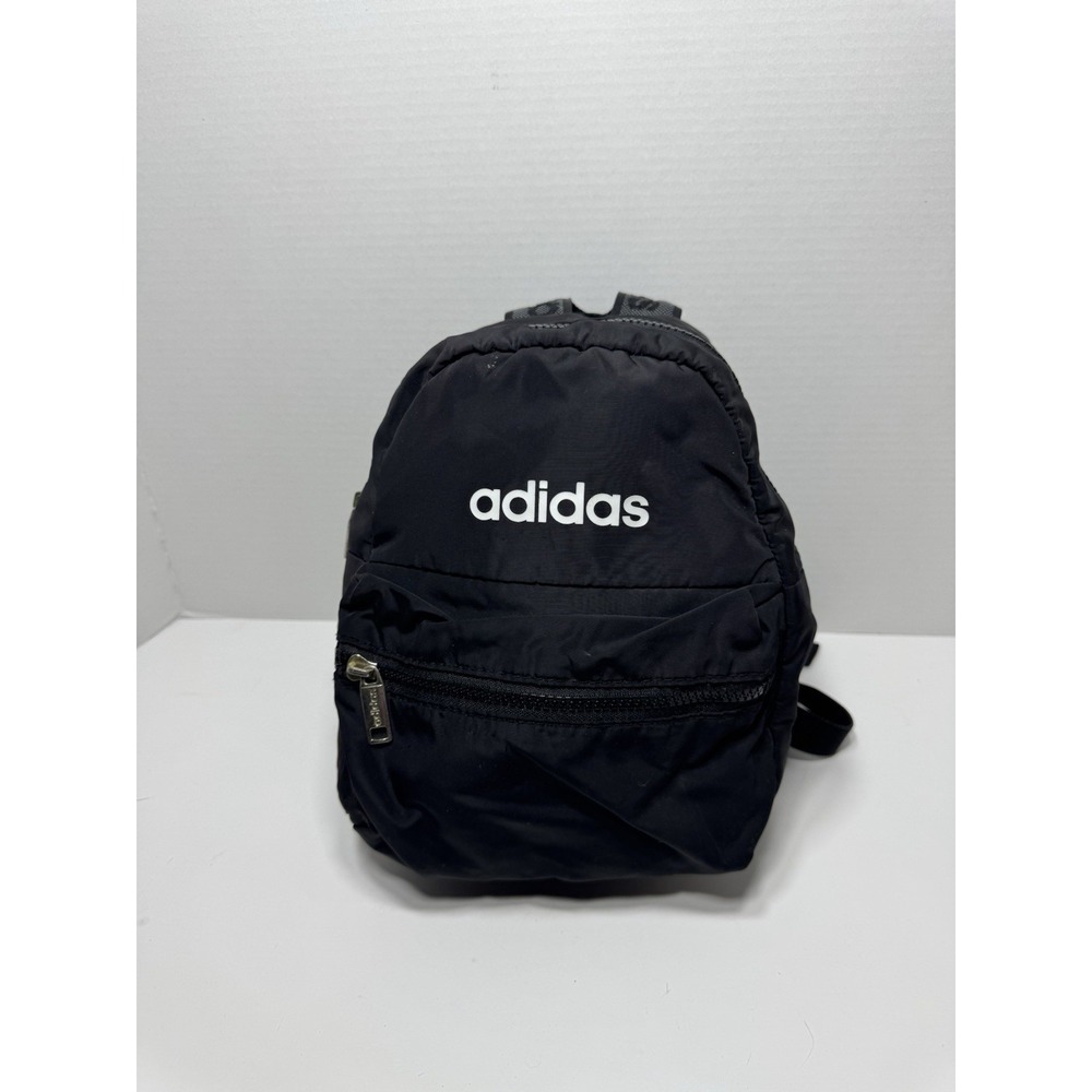 Adidas Originals Mini Backpack Small Travel Bag, Black/White, One! Zipper